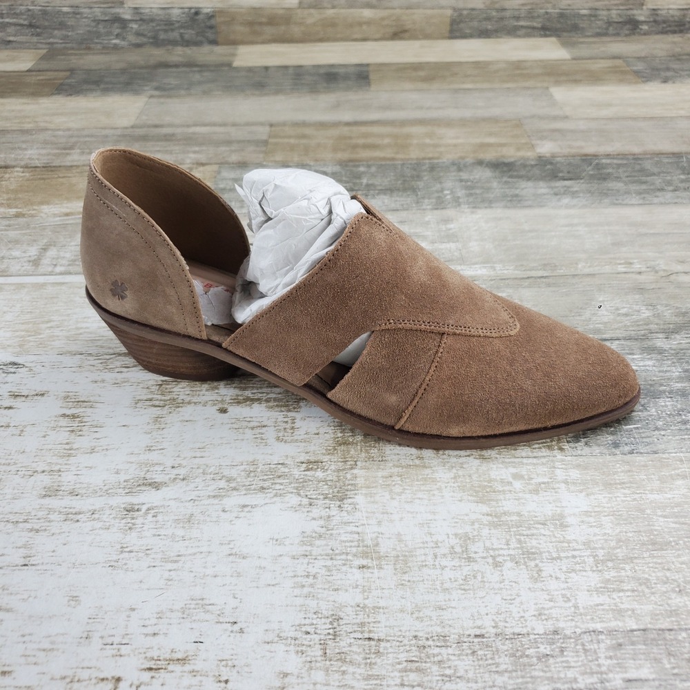 Lucky Brand Minnsy Cut Out Womens Booties Sz 9.5 Brown Suede Block Heel Comfort